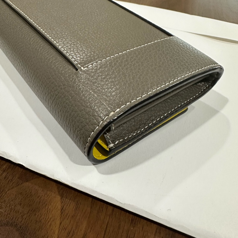 Celine Pebbled Leather Fold Wallet in Taupe Gray - Picture 5 of 12